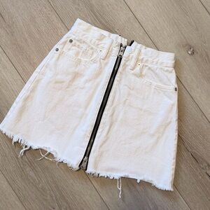 All Saints Cream Frayed Mini Skirt